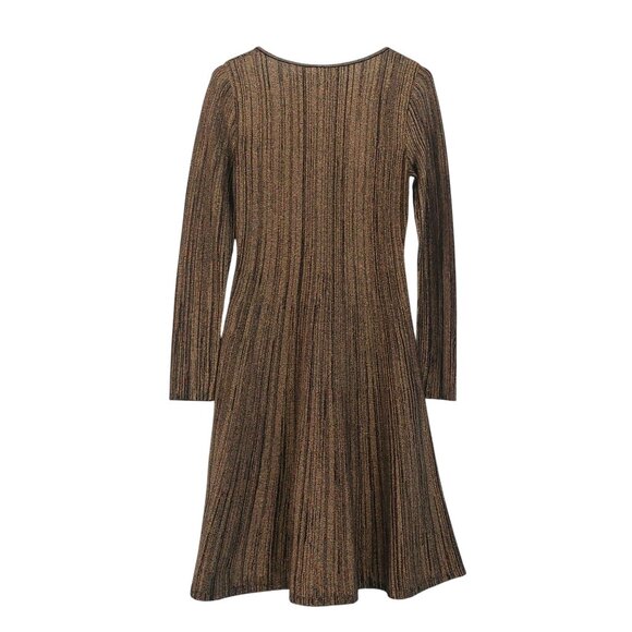 Peruvian Connection Gold Black Dress Small Elegant Holiday Rue de Cambon V Neck - Picture 12 of 13